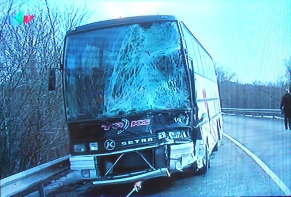 LNK žinių stop kadras/Į avariją pakliuvęs autobusas