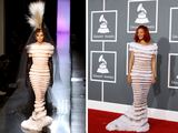„Reuters“/„Scanpix“ nuotr./Andrejus Pejicas ir Rihanna su tokio paties modelio Jeano Paulo Gaultier suknele