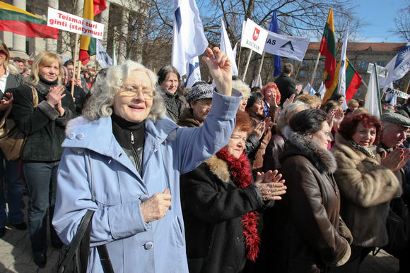 15min.lt/Juliaus Kalinsko nuotr. /Rally outside the Parliament