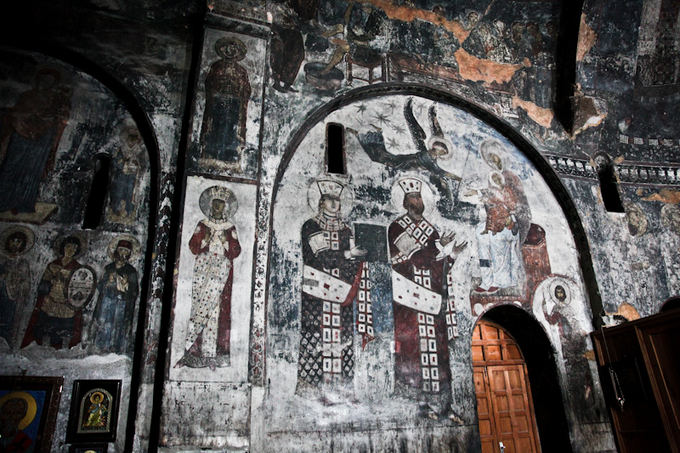 B.Tilmantaitės nuotr./Cerkvėje miestą vis dar saugo iapieata karalienės Tamaros freska