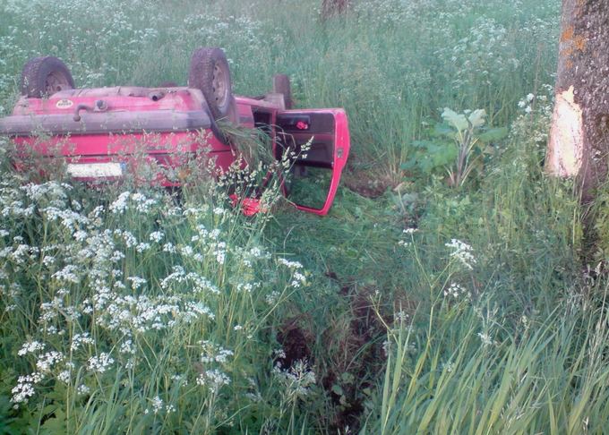 `venčionių r. policijos nuotr./Įvykio vietoje: golfas po avarijos