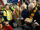 Dalios Plikūnės nuotr. /Dalia Grybauskaitė Baltijos šalių ūkininkų proteste Briuselyje