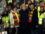 Dalios Plikūnės nuotr. /Dalia Grybauskaitė Baltijos šalių ūkininkų proteste Briuselyje