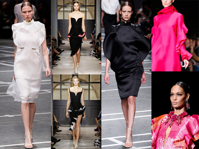 Dizainerių archyvų nuotr./Ia kairės: Givenchy, Balenciaga (2), Givenchy. Deainėje: Gucci. 