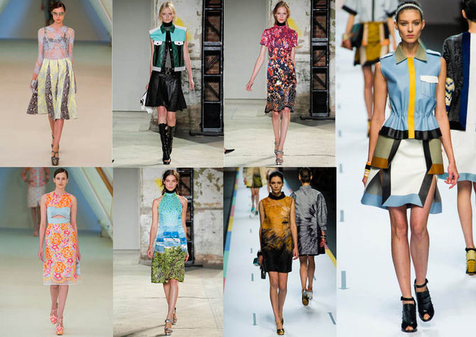 Dizainerių archyvų nuotr./Ia kairės virauje: Erdem, Proenza Schouler (2). Ia kairės apačioje: Erdem, Proenza Schouler, Fendi. Deainėje: Fendi. 