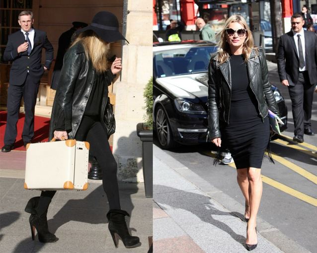 Iš kairės: Kate Moss išvyksta iš Ritz viešbučio Paryžiuje; manekenė atvyksta į George V viešbutį (ten pat). 