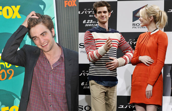 Shutterstock ir Scanpix nuotr. / Ia kairės: Robertas Pattinsonas. Deainėje: Andew Garfieldas su Emma Stone Tokijuje. 