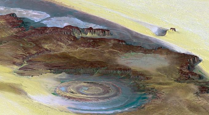Wikimedia.org nuotr./Riaato struktūra  tai 40 km skersmens objektas, esantis Sacharos dykumoje
