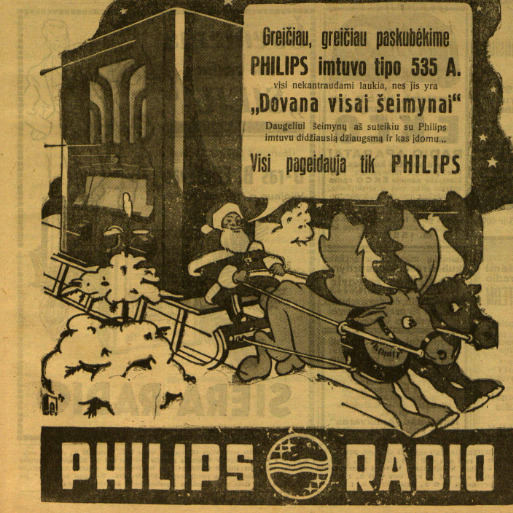 epaveldas.lt nuotr. /„Phillips“ radijo imtuvo reklama 1935 m. „Lietuvos žiniose“