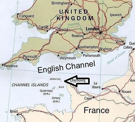 Wikimedia Commons / Public domain image / Allerney Island on the English Channel, the exact location of the island is indicated by an arrow