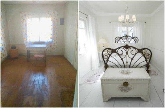 15min collage / Interior created by Daiva: living room of the house before and after