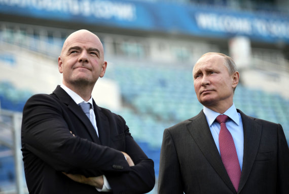   Scanpix / AP photo / Gianni Infantino and Vladimir Putin 