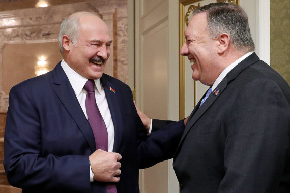 Photo by Scanpix / Alexander Lukashenko and Mike Pompeo