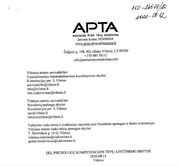 screenshot / Letter prepared by APTA and distributed by public authorities 