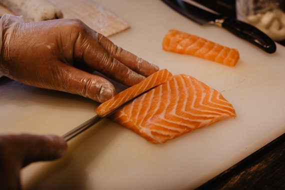 Stock photo of the restaurant.  Fresh salmon