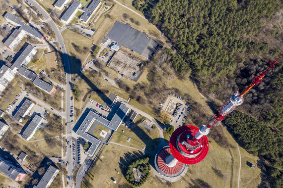 Luke April / 15-minute photo / television tower from a bird's eye view.