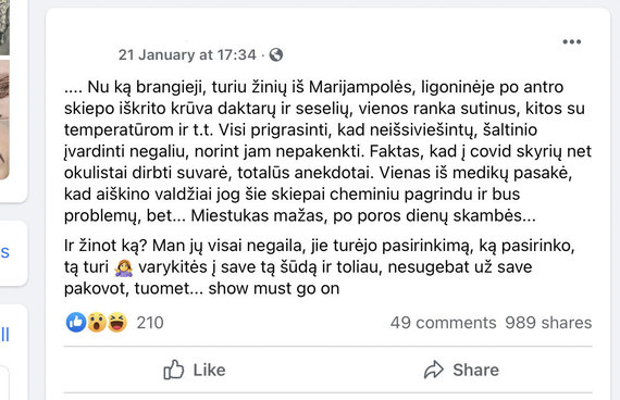 Facebook photo / Post about vaccinated doctors in Marijampolė