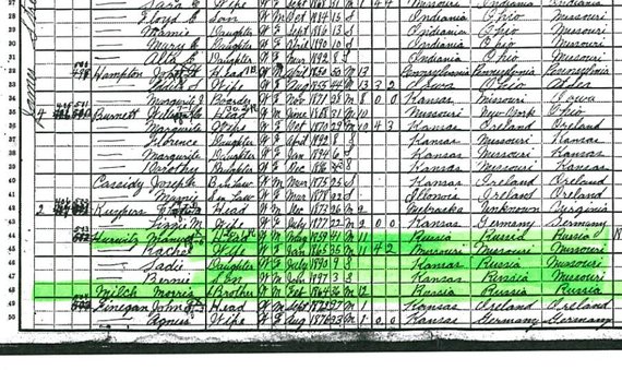 Nineteen hundred A document from the US census. USA What does the Milch family mention?