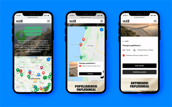 Tele2 smart job map of Lithuanian beaches