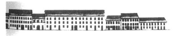 Illustration from an 1834 Rūdninkų Street Pavement / Architectural Research Report, showing that there were many doors here