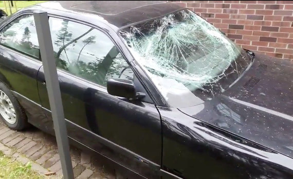 L.Tubio / 15min photo / During a storm, a tree fell on the windshield of a car