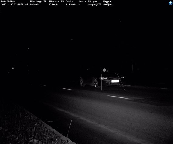 A photo was recorded of the Kaunas County Police / driver speeding