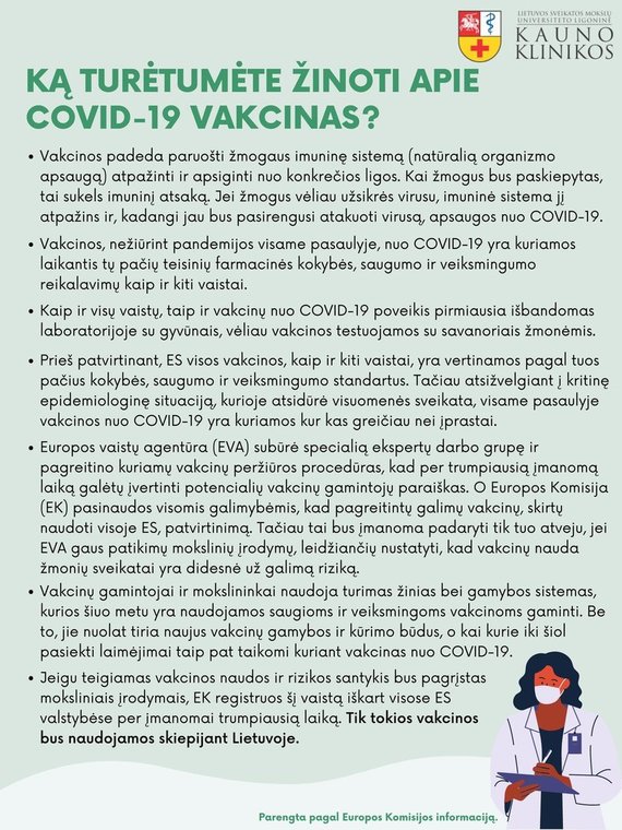 Photo from Kaunas clinics / What should I know about the COVID-19 vaccine?