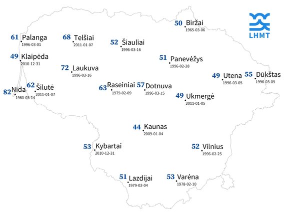 Information from the Lithuanian Hydrometeorological Service / Snowy peaks in Lithuania