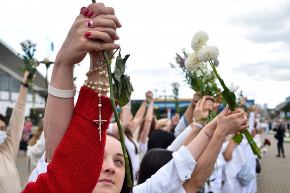 AFP / Photo by Scanpix / Peaceful protest by women in Minsk