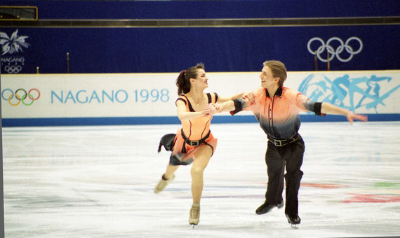 Photo by Alfredas Pliadis / Povilas Vanagas and Margarita Drobiazko 1998 at the Nagano Olympics.