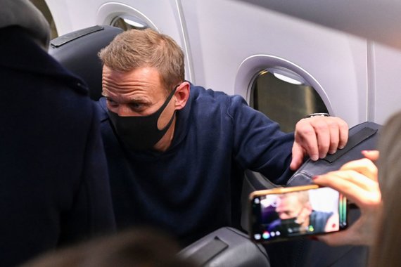 AFP / Scanpix photo / A.Navaln on a plane to Russia