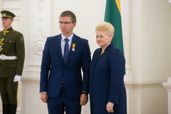 Photo by Sigismund Gedvila / 15min / Mykolas Masilionis and Dalia Grybauskaitė