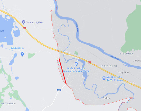 To get from the village of Dėdeliškės to the Lentvaris shop in the same municipality, it is necessary to cross the borders of the Vilnius municipality.