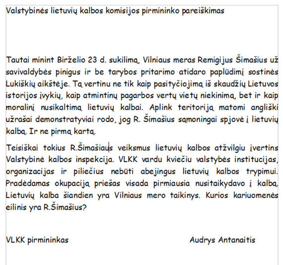 Screenshot / Report of A.Antanaitis on the beach at Lukiškės Square