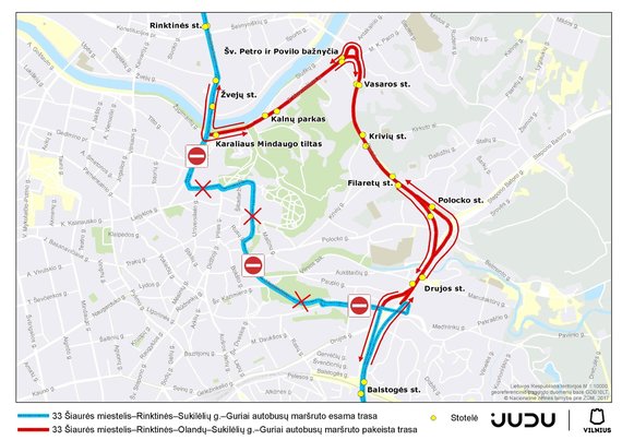 Vilnius Municipality Illustration / 33 Bus Routes