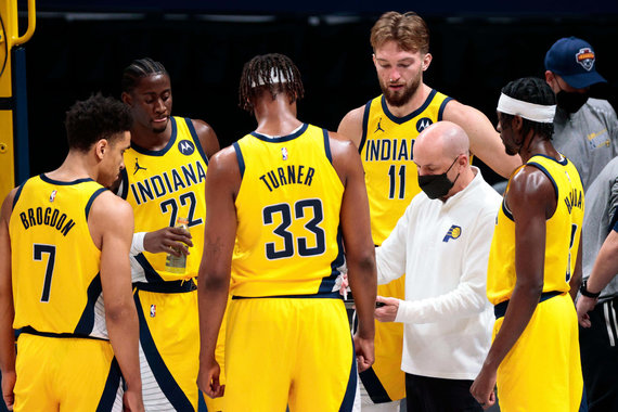 Photo by Scanpix / Domantas Sabonis at the Pacers meeting