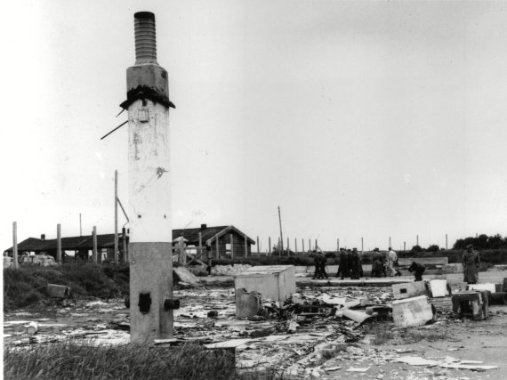 Photo by Vida Press / Ruins of the former Sylto concentration camp, photographed in 1945.