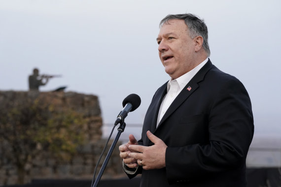 Scanpix / AP Photo / Mike Pompeo on the Golan Heights