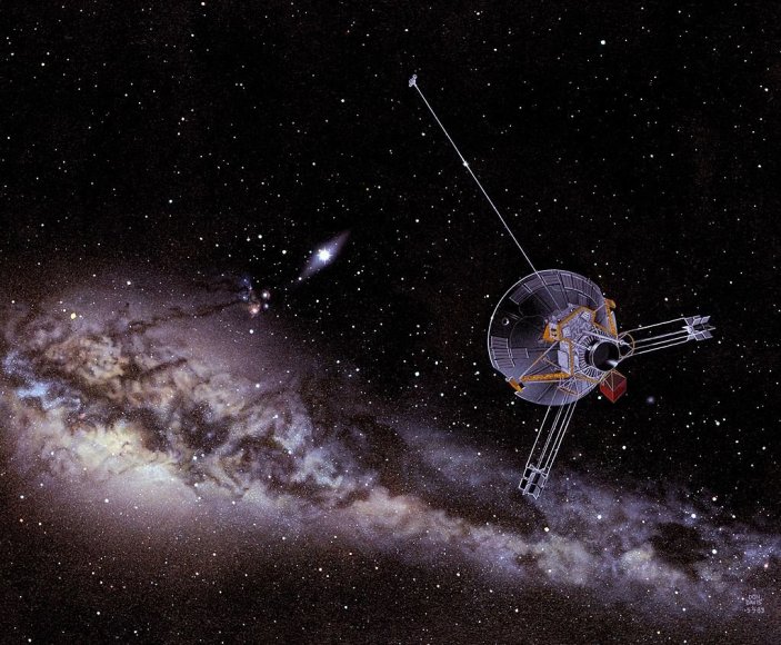 NASA/ Don Davis/ Wikipedia.org nuotr./Menininko interpretacija – erdvėlaivis „Pioneer 10“